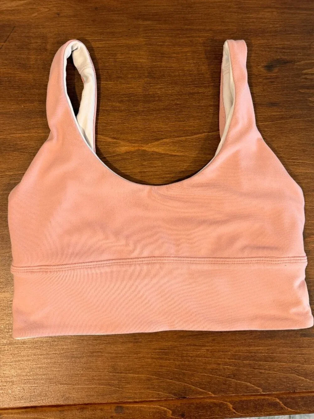 Lululemon Sports Bra Women's Size 4 Pink/White Align Reversible Scoop Neck Yoga